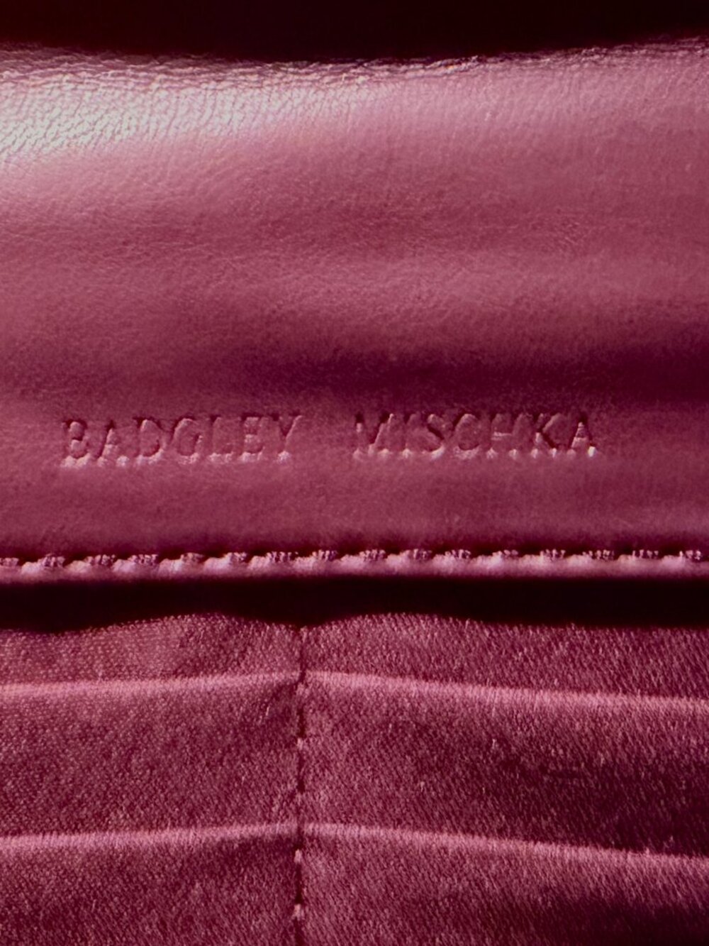 Badgley Mischka Diamond Quilted Burgundy/Plum Envelope Bag - Picture 3 of 7